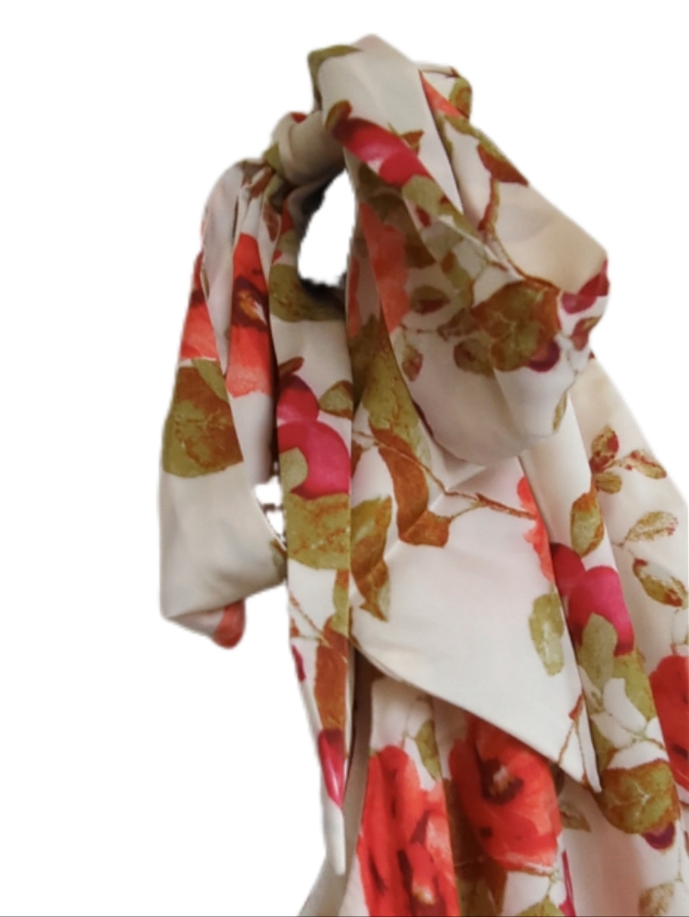Chelsea28 One Shoulder Slip On Floral Maxi Dress Cream Red Berries Side Slit Lrg - Picture 3 of 12